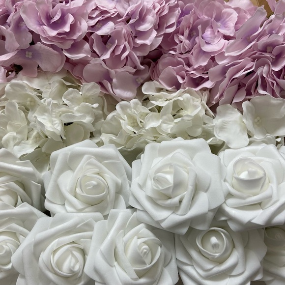 Custom White Roses & Hydrangeas Flower Mix Wedding Decor Various Color Options - Picture 9 of 14